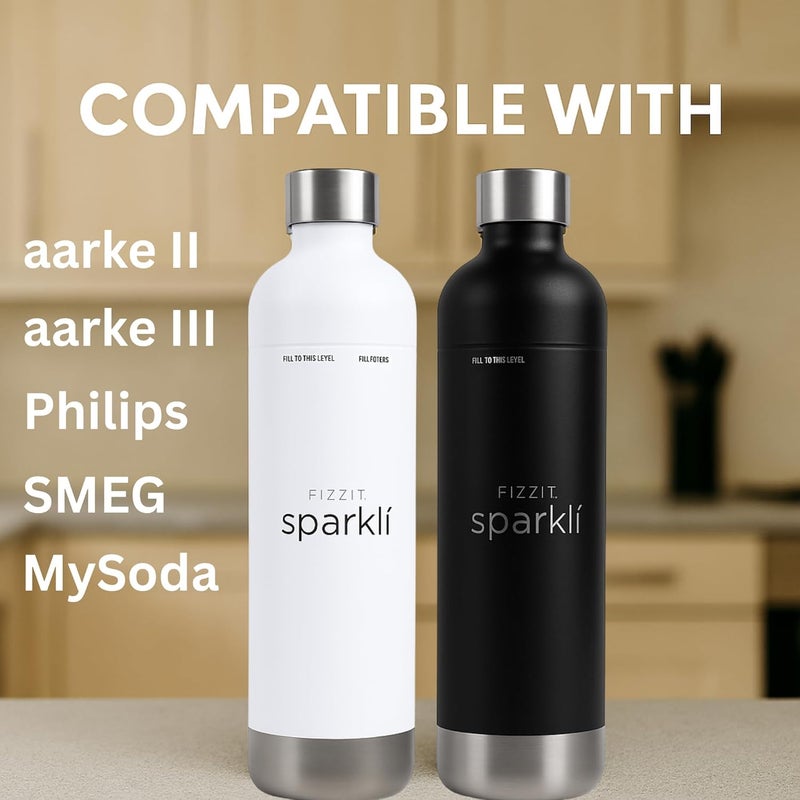 Fizz It FIZZIT Black Stainless Steel Carbonation Bottle | Compatible with Some Soda Makers | Reusable Sparkling Water Bottle, Dishwasher Safe, BPA-Free (SSB-B) - Image 5